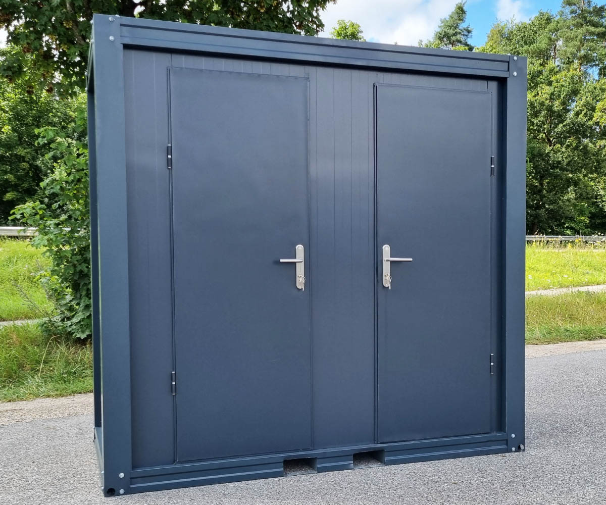 Container sanitario SCD RAL 7016 Grigio antracite | A 2335 x L 2400 x P 1200 mm | 2 porte | 2 WC